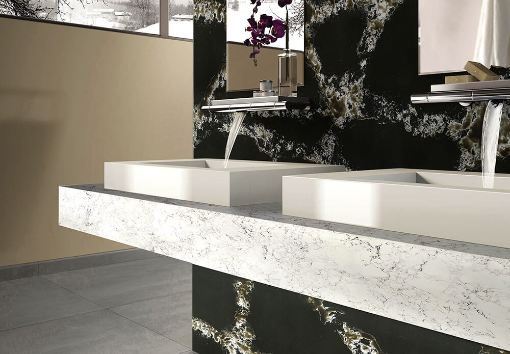 Black Quartz with White Veins | Black Quartz Kitchen | 8010