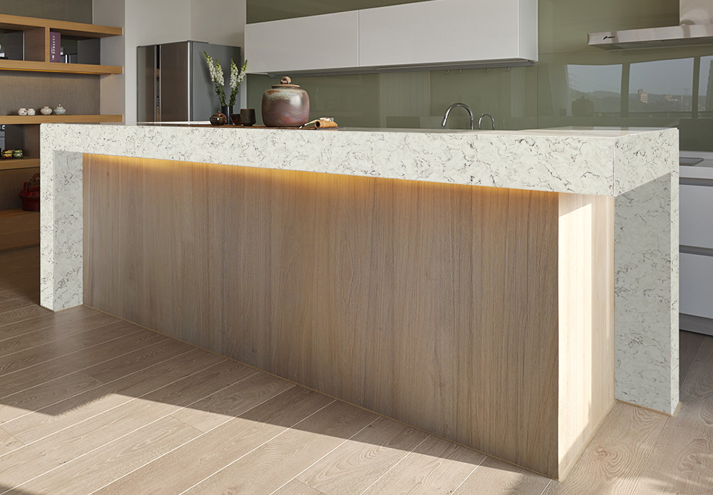 Quartz Stone Slab | White and Gray Quartz Countertops | 8009