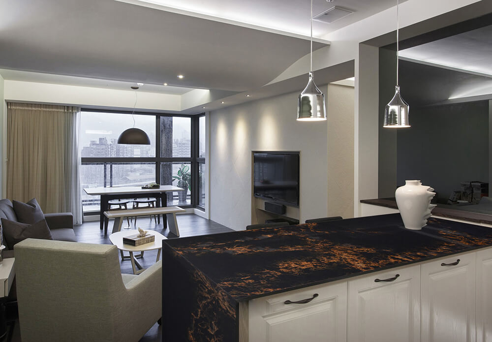 Calacatta Quartz Countertops | Black Quartz Countertops | 8010G